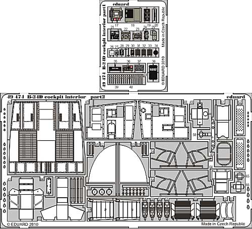 B-24D リベレーター用 コクピット・計器盤 エッチングパーツ (レベル・モノグラム対応) エッチング (エデュアルド 1/48 エアクラフト用 カラーエッチング 接着剤付 （49-×） No.49-474) 商品画像_1