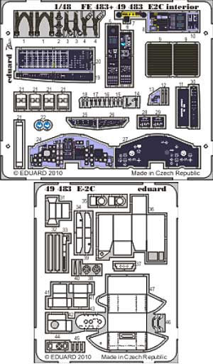 E-2C ホークアイ｣用 インテリア エッチングパーツ (キネテック対応) エッチング (エデュアルド 1/48 エアクラフト用 カラーエッチング (49-×) No.49-483) 商品画像_1