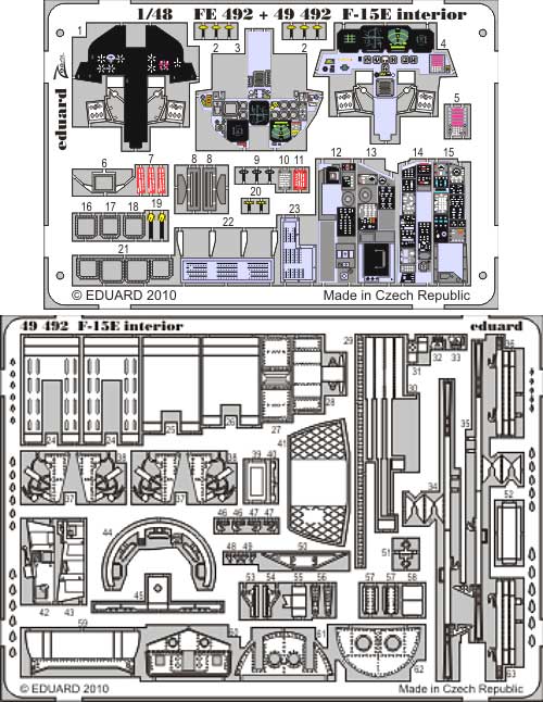 F-15E ストライクイーグル用  インテリア エッチングパーツ (アカデミー対応) エッチング (エデュアルド 1/48 エアクラフト用 カラーエッチング 接着剤付 （49-×） No.49-492) 商品画像_1