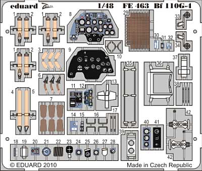 Bf-110G-4用 シートベルト・計器盤 エッチングパーツ (エデュアルド対応) エッチング (エデュアルド 1/48 航空機 カラーズーム 計器盤 No.FE-463) 商品画像_1