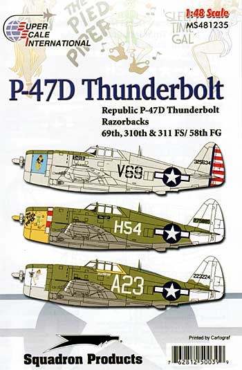 P-47D サンダーボルト レザーバック 69th、310th & 311th FS、/58th FG デカール (スーパースケール 1/48 エアモデル用 デカール No.MS481235) 商品画像