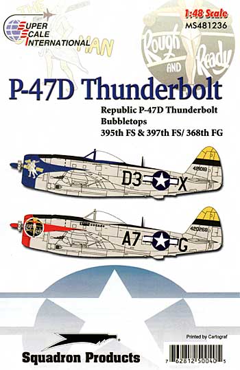 P-47D サンダーボルト バブルトップ 395th FS & 397th FS/368th FG デカール (スーパースケール 1/48 エアモデル用 デカール No.MS481236) 商品画像