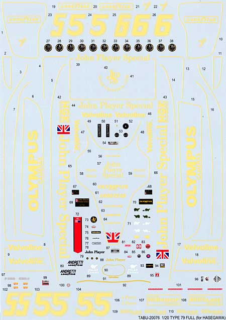 ロータス タイプ79 フルスポンサーデカール (ハセガワ対応) デカール (タブデザイン 1/20 デカール No.TABU-20076) 商品画像