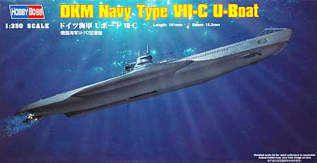 ドイツ海軍 UボートType 7C プラモデル (ホビーボス 1/350 艦船モデル No.83505) 商品画像