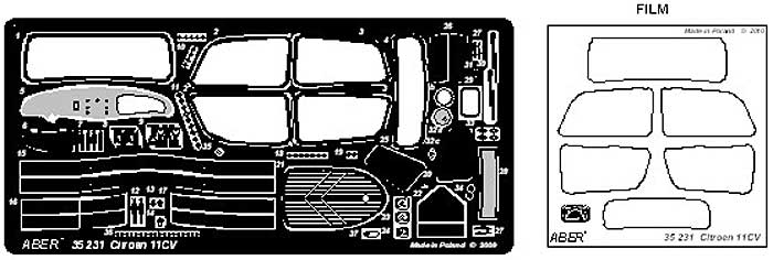 ドイツ シトロエン 11CV スタッフカー ディテールセット (タミヤ用) エッチング (アベール 1/35 AFV用エッチングパーツ No.35231) 商品画像_1