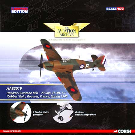 ホーカー ハリケーン Mk.1 イギリス空軍 第73航空隊 E.J. Cobber Kain Rouvres フランス 1940年春 完成品 (コーギー THE AVIATION ARCHIVE No.AA32019) 商品画像