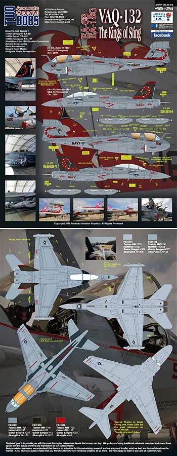 EA-6B プラウラー/EA-18G グロウラー VAQ-132 ザ キング オブ スティング デカール (トゥーボブス 1/48 エアクラフト用 デカール No.48-211) 商品画像