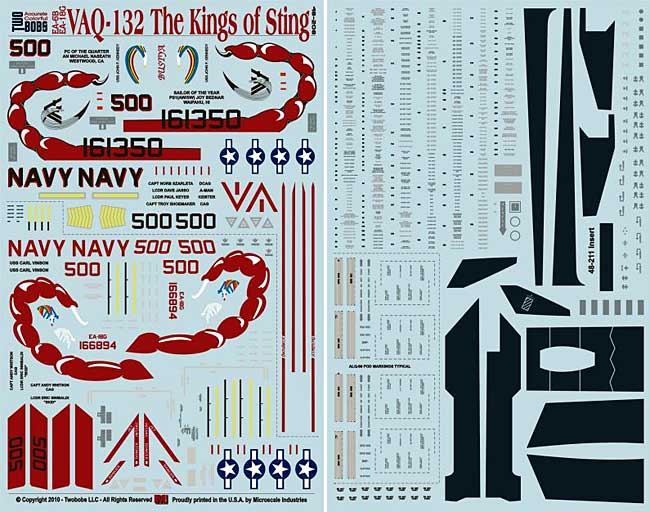 EA-6B プラウラー/EA-18G グロウラー VAQ-132 ザ キング オブ スティング デカール (トゥーボブス 1/48 エアクラフト用 デカール No.48-211) 商品画像_2