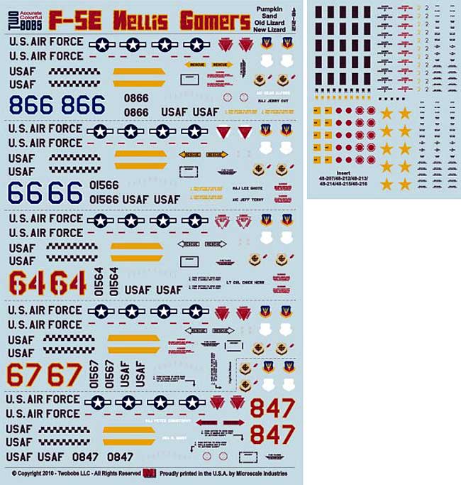 F-5E タイガー 2 ネリス ゴマーズ パート 2 デカール (トゥーボブス 1/48 エアクラフト用 デカール No.48-212) 商品画像_2