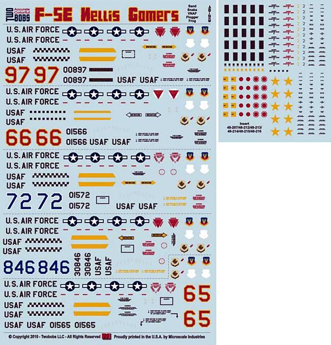 F-5E タイガー 2 ネリス ゴマーズ パート 3 デカール (トゥーボブス 1/48 エアクラフト用 デカール No.48-213) 商品画像_2