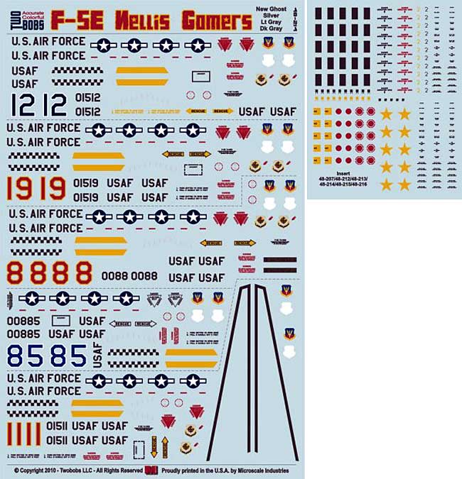 F-5E タイガー 2 ネリス ゴマーズ パート 4 デカール (トゥーボブス 1/48 エアクラフト用 デカール No.48-214) 商品画像_2