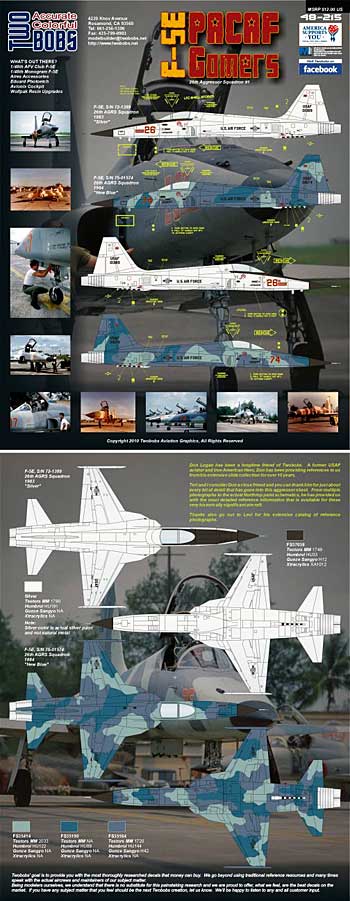 F-5E タイガー 2 太平洋空軍 ゴマーズ パート 1 デカール (トゥーボブス 1/48 エアクラフト用 デカール No.48-215) 商品画像