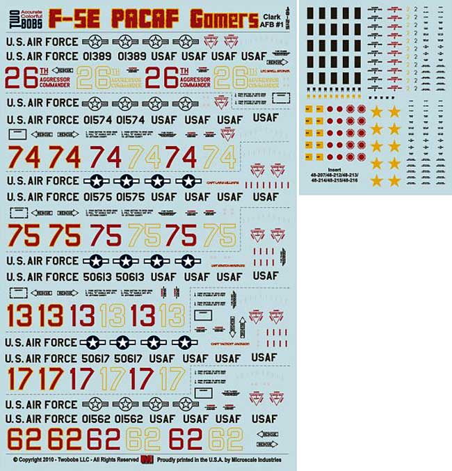 F-5E タイガー 2 太平洋空軍 ゴマーズ パート 1 デカール (トゥーボブス 1/48 エアクラフト用 デカール No.48-215) 商品画像_2