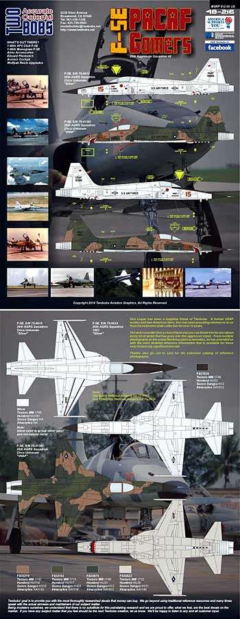 F-5E タイガー 2 太平洋空軍 ゴマーズ パート 2 デカール (トゥーボブス 1/48 エアクラフト用 デカール No.48-216) 商品画像