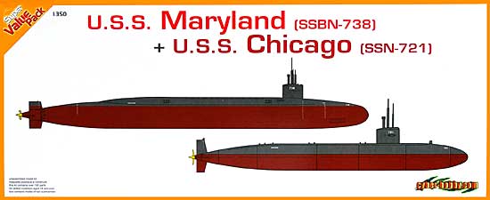現用アメリカ海軍 U.S.S メリーランド (SSBN-738) ＋ U.S.S シカゴ (SSN-721) プラモデル (サイバーホビー 1/350 Super Value Pack （オレンジボックス） No.1047) 商品画像