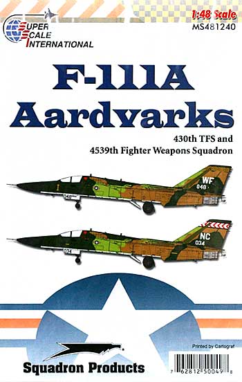 F-111A アードバーグ 430th TFS  &4539th FWS用 デカール (ホビーボス対応) デカール (スーパースケール 1/48 エアモデル用 デカール No.MS481240) 商品画像