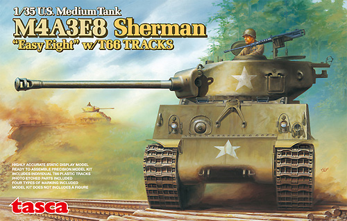 M4A3E8 シャーマン イージーエイト w/T66 トラック プラモデル (アスカモデル 1/35 プラスチックモデルキット No.35-020) 商品画像