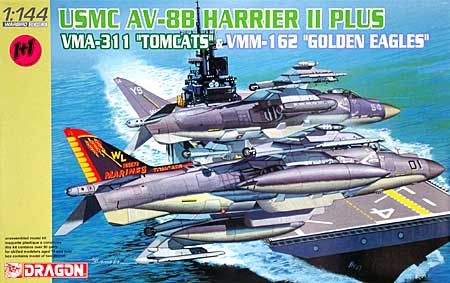 USMC AV-8B ハリアー 2 プラス VMA-311 トムキャッツ & VMM-162(Rein) ゴールデンイーグルス」 (2機セット) プラモデル (ドラゴン 1/144 ウォーバーズ （プラキット） No.4622) 商品画像