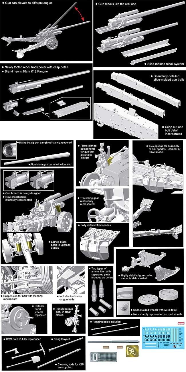 ドイツ 10cm sK18 重野砲 (スマートキット) プラモデル (ドラゴン 1/35 '39-'45 Series No.6411) 商品画像_2