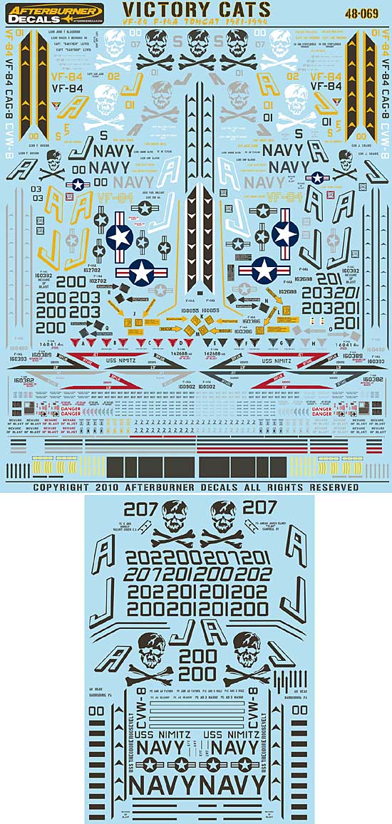 アメリカ海軍 F-14A トムキャット VF-84 ビクトリーキャッツ デカール (アフターバーナー 1/48 エアモデル用 デカール No.AFB48-069) 商品画像_1