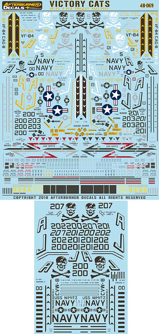 アメリカ海軍 F-14A トムキャット VF-84 ビクトリーキャッツ デカール (アフターバーナー 1/48 エアモデル用 デカール No.AFB48-069) 商品画像_1