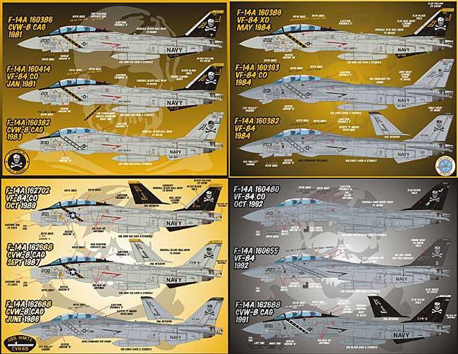 アメリカ海軍 F-14A トムキャット VF-84 ビクトリーキャッツ デカール (アフターバーナー 1/48 エアモデル用 デカール No.AFB48-069) 商品画像_3