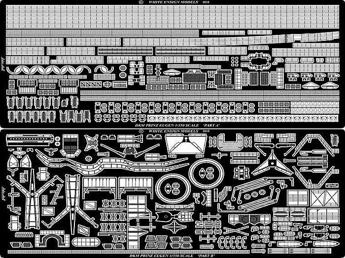 ドイツ海軍 重巡洋艦 プリンツ・オイゲン用 エッチングパーツ (モノクローム対応) エッチング (ホワイト エンサイン 1/350 エッチングパーツ シリーズ No.WM35124) 商品画像_1