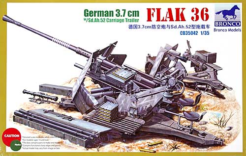 ドイツ 3.7cm 対空機関砲 Flak36 w/Sd.Ah.52 トレーラー プラモデル (ブロンコモデル 1/35 AFVモデル No.CB35042) 商品画像