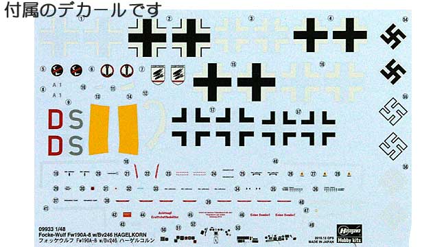 フォッケウルフ Fw190A-8 w/Bv246 ハーゲルコルン プラモデル (ハセガワ 1/48 飛行機 限定生産 No.09933) 商品画像_1