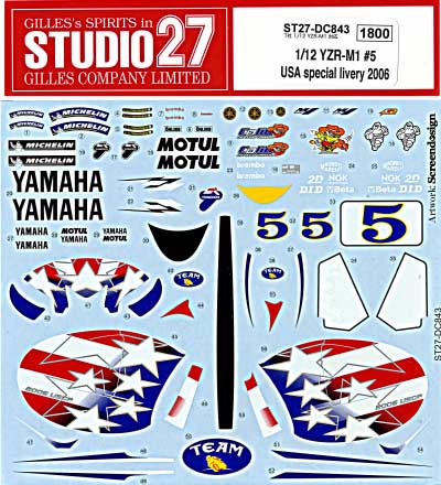 ヤマハ YZR-M1 #5 Colin Edwards (Laguna Seca GP) USA スペシャルライブラリー 2006 デカール (スタジオ27 バイク オリジナルデカール No.DC843) 商品画像