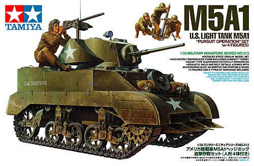 アメリカ軽戦車 M5A1 ヘッジホッグ 追撃作戦セット (人形4体付き) プラモデル (タミヤ 1/35 ミリタリーミニチュアシリーズ No.313) 商品画像