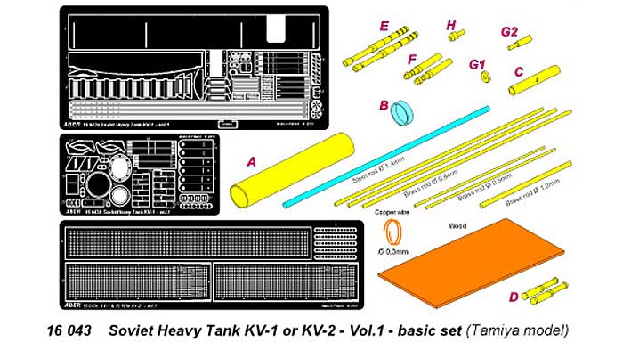 ロシア KV-1・KV-2 重戦車用 Vol.1 基本セット (タミヤ対応) エッチング (アベール 1/16 AFV エッチングパーツ No.16043) 商品画像_1