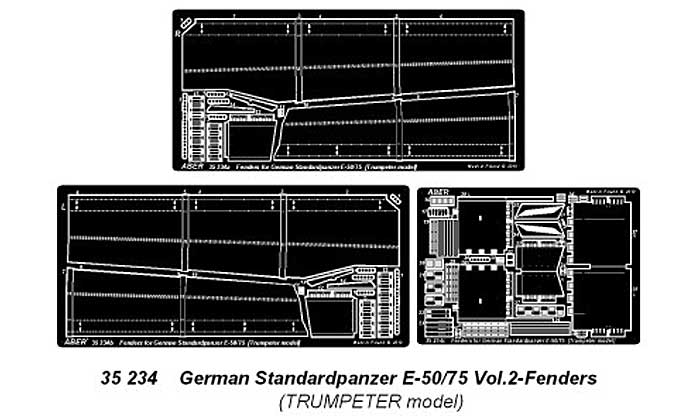ドイツ E-75 & E-50用 Vol.2 フェンダーセット (トランペッター用) エッチング (アベール 1/35 AFV用エッチングパーツ No.35234) 商品画像_1