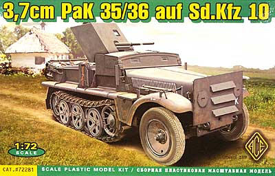 ドイツ 3.7cm Pak35/36 auf Sd.Kfz.10 1tハーフトラック 3.7cm対戦車自走砲 プラモデル (エース 1/72 ミリタリー No.72281) 商品画像