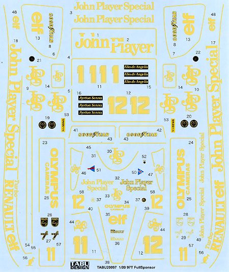 ロータス 97T フルスポンサー デカール デカール (タブデザイン 1/20 デカール No.TABU-20097R) 商品画像