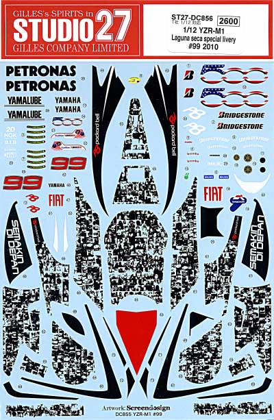 ヤマハ YZR M1 ラグナセカスペシャル 2010 #99 デカール (スタジオ27 バイク オリジナルデカール No.DC856) 商品画像