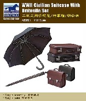 民間用スーツケースと傘のセット (WW2 ジオラマアクセサリー)