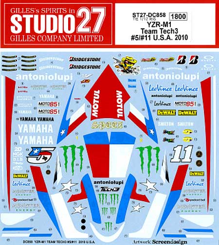 ヤマハ YZR-M1 Teck 3  #5/#11 U.S.A. 2010 デカール デカール (スタジオ27 バイク オリジナルデカール No.DC858) 商品画像