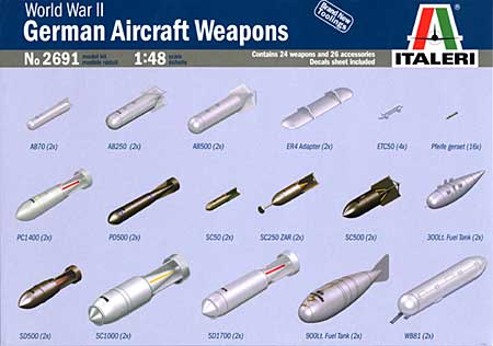 WW2 ドイツ航空機兵装セット プラモデル (イタレリ 1/48 飛行機シリーズ No.2691) 商品画像