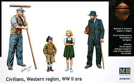 欧州民間人 (子供 2体 男性 2体) (Civilians, Western region, WW2 era) プラモデル (マスターボックス 1/35 ミリタリーミニチュア No.MB3567) 商品画像