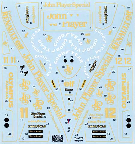 ロータス Type 97T用 ベルギーGP フルスポンサーデカール デカール (タブデザイン 1/20 デカール No.TABU-20108) 商品画像