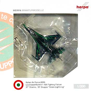 F-16A ファイティングファルコン イタリア空軍 第37航空団 第18飛行隊 Green Lightning 完成品 (ヘルパ herpa Wings （ヘルパ ウイングス） No.554299) 商品画像