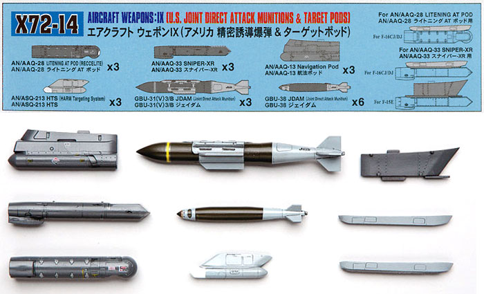 エアクラフトウェポン 9 (アメリカ精密誘導爆弾&ターゲットポッド) プラモデル (ハセガワ 1/72 エアクラフト イン アクション No.X72-14) 商品画像_2