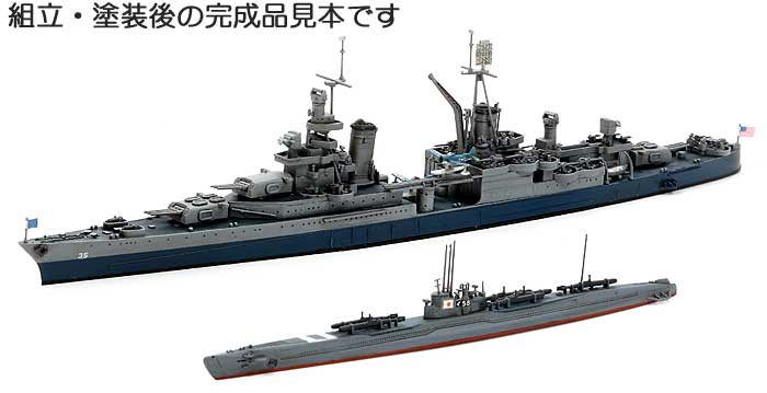 日本潜水艦 伊-58後期型 & アメリカ海軍 重巡洋艦 インディアナポリス プラモデル (タミヤ 1/700 ウォーターラインシリーズ No.25119) 商品画像_1