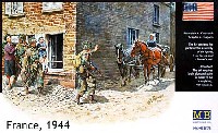 マスターボックス 1/35 ミリタリーミニチュア フランス 1944年 (アメリカ降下兵3体＋民間人3体＋馬車)
