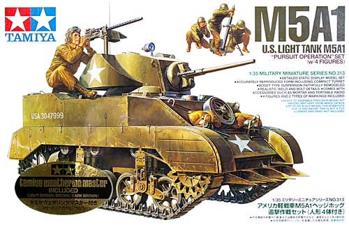 アメリカ軽戦車 M5A1 ヘッジホッグ 追撃作戦セット (フィギュア4体付き) (ウェザリングマスター付き) プラモデル (タミヤ スケール限定品 No.25134) 商品画像