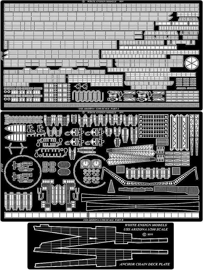 アメリカ海軍 戦艦 BB-39 アリゾナ用 エッチングパーツ (トランペッター対応) エッチング (ホワイト エンサイン 1/200 エッチングパーツ シリーズ No.WEM2002) 商品画像_1