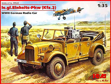 ドイツ ストゥーバー Kfz.2 軽四輪駆動車 無線搭載タイプ (軽統制型車両) プラモデル (ICM 1/35 ミリタリービークル・フィギュア No.35522) 商品画像
