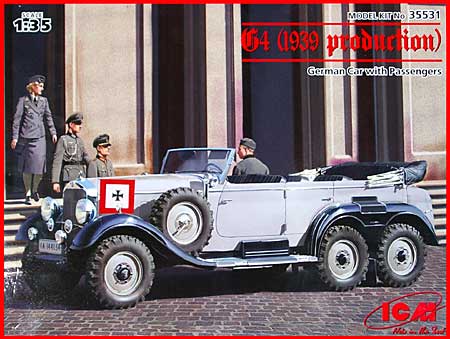 ドイツ G4 高官用 6輪乗用車 ダイムラーベンツ社製 1939年型 ＋ 乗員4体 プラモデル (ICM 1/35 ミリタリービークル・フィギュア No.35531) 商品画像