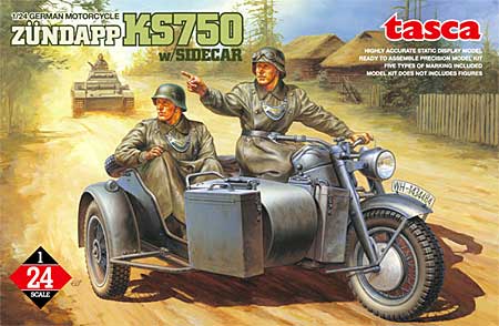 ドイツ軍用オートバイ ツュンダップ KS750 サイドカー プラモデル (アスカモデル 1/24 プラスチックモデルキット No.24-004) 商品画像